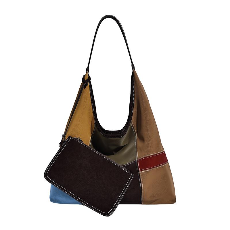 European and American retro-style colorful patchwork casual simple handbag for women, 2025 new trendy fashion crossbody bag