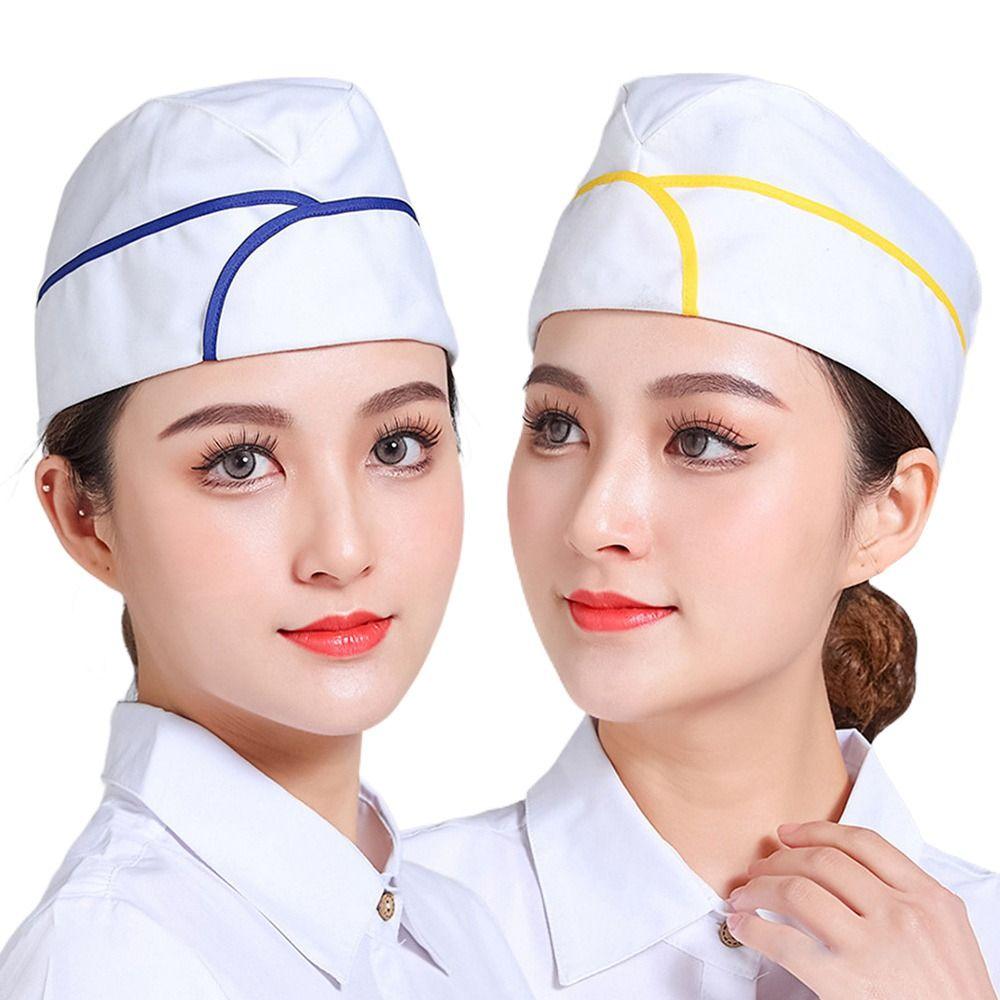Atmungsaktive Küchenarbeitsmütze Polyester-Baumwollstoffkappen Mode Flache Oberteilmütze Catering