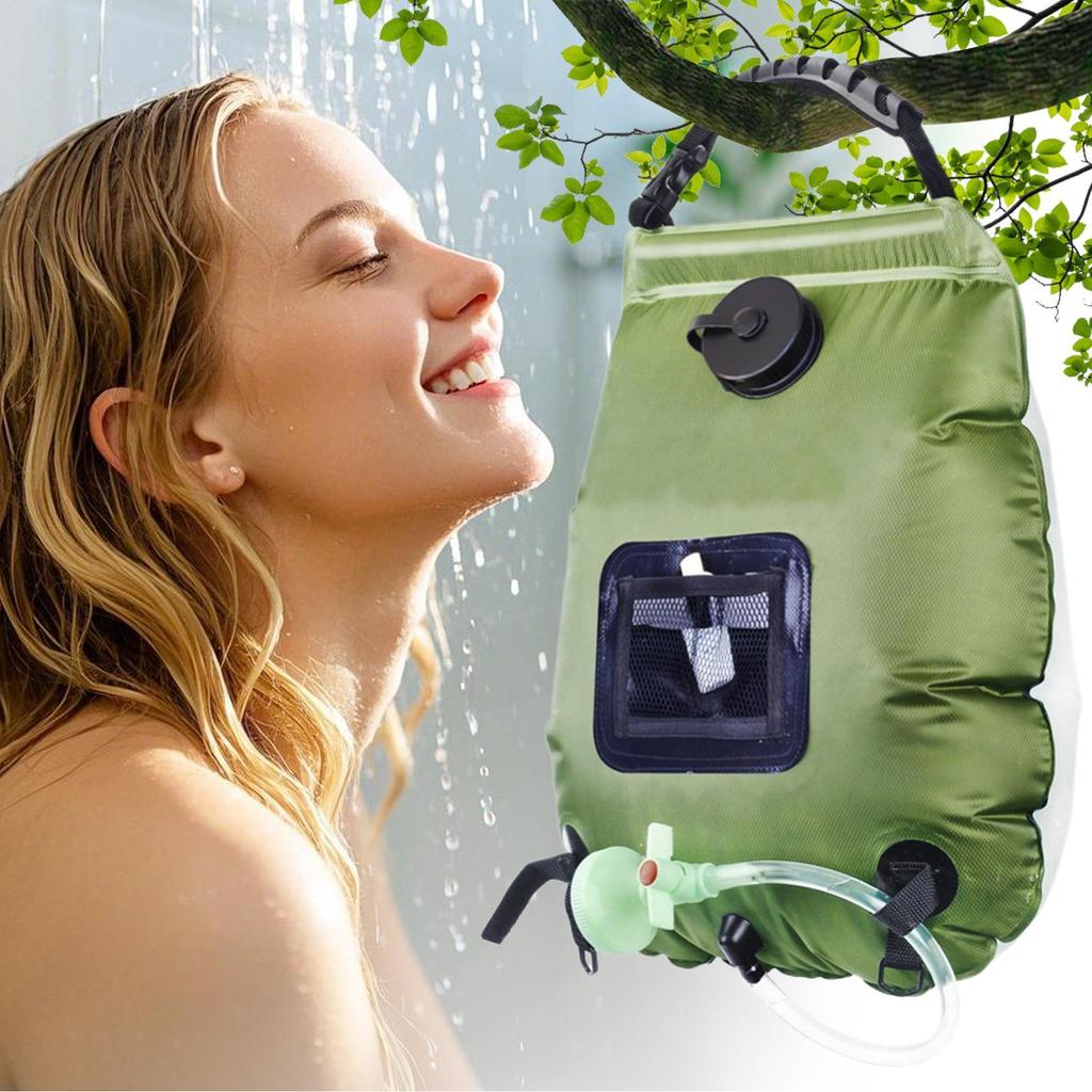 5 Gallon Solar Shower Bag 20L with Shower Head & Hose Portable Camping Shower for Outdoor Beach Glamping Emergency Use