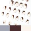 24 Pieces Wear Nail White Purple Smudge Gold Foil Manicure Patch Wear Nail Fake Nail Manicure Press On Nails