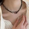 Black Beaded Love Stackable Necklace Spice Girl Choker Personality Fashion Temperament Versatile Neck Chain Collarbone Chain