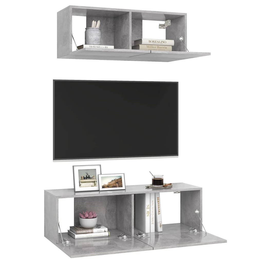 Vidaxl 2-Cz. TV Cabinet Set, Concrete Grey, Wood-Based Material