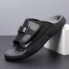 Fashion Summer Cow Leather Slippers for Men Solid Color Fashion Casual Flip Flops Male Abrasion Resistant High Quality Slipper Shoes Man