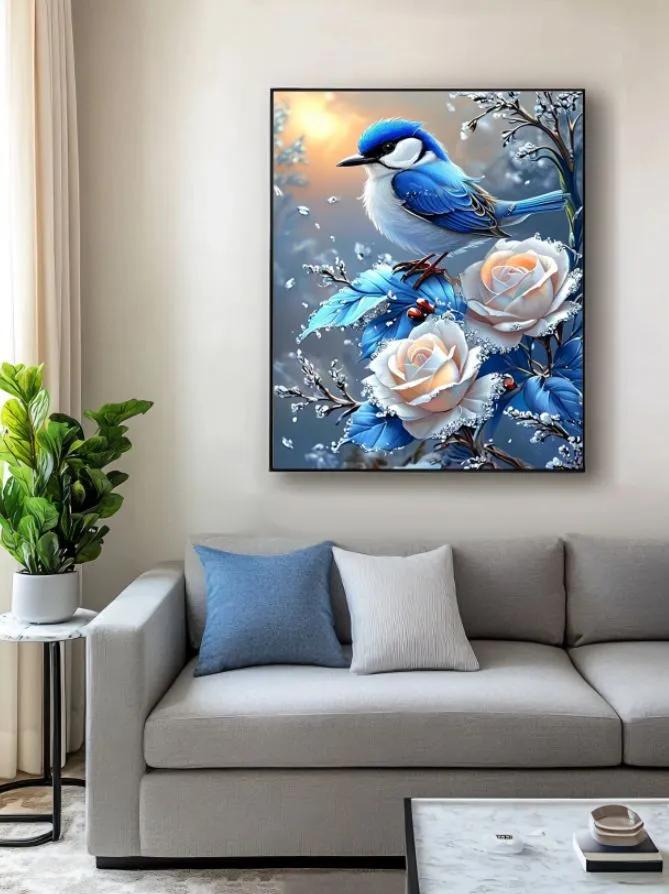 Diamond mosaic 40x50 "birds and roses" / diamond rhinestone painting