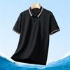 Men's White Color Block Collar and Cuff Short Sleeve Polo Shirt