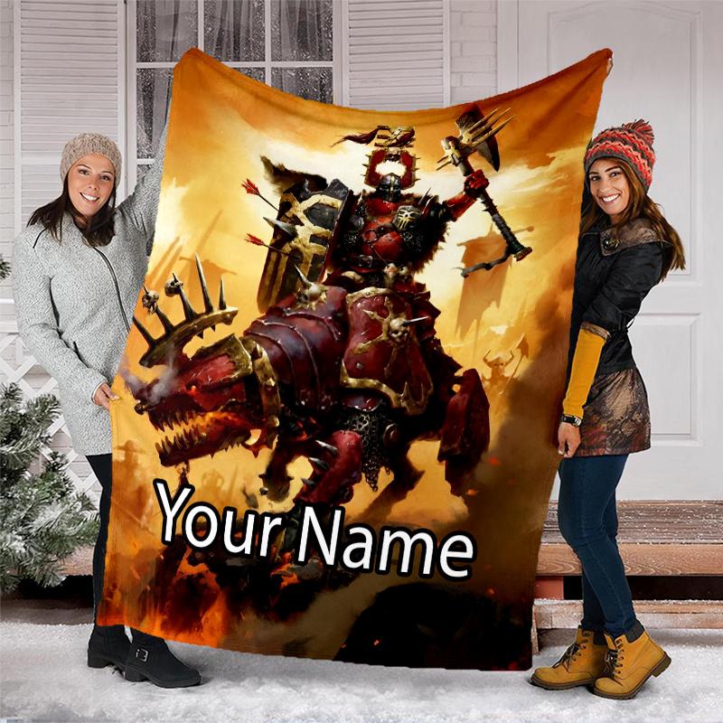 Custom Name Total War Warhammer Theme Printed Blanket - Perfect for Couch, Bed, Travel & Outdoor Use | Machine Washable, Cozy & Durable.