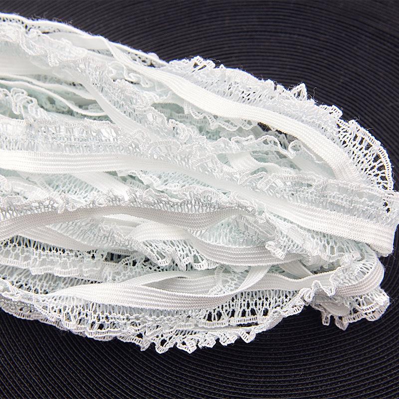 1.5cm Lace Ruffle Bath Puff & Headband Set with Elastic Webbing