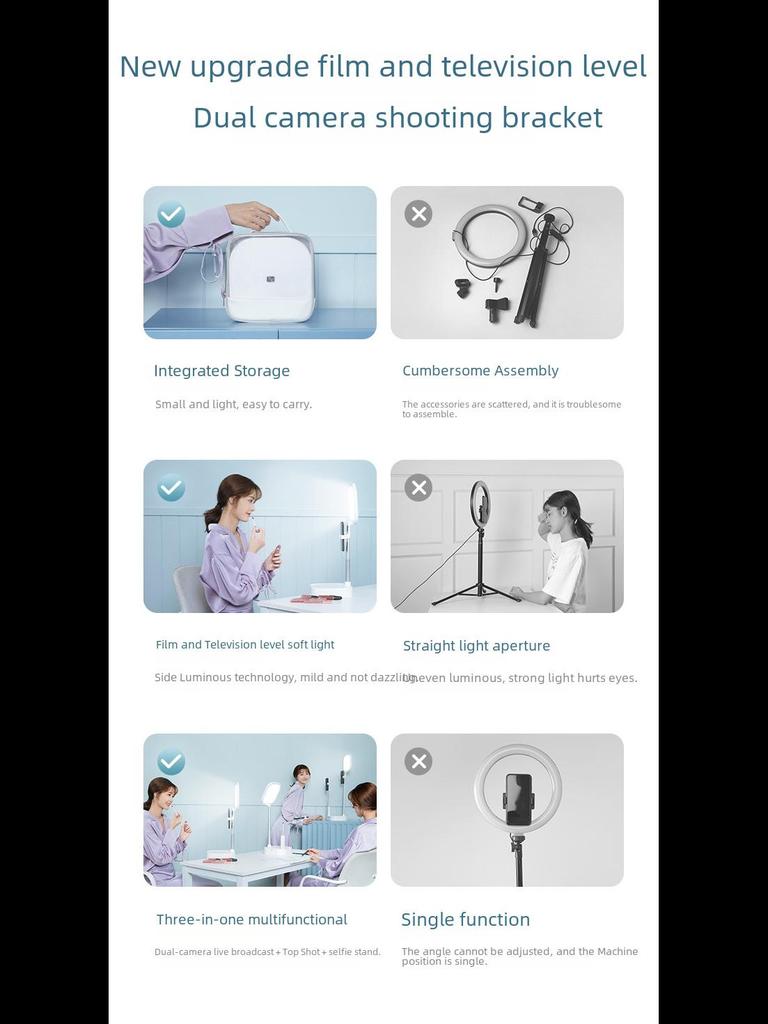 Supporto Wireless per Trasmissione Live con Luce di Riempimento Integrata e Funzione di Ripresa Aerea Regolabile