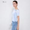 Navigare Women's Striped Color Block Slim Fit Short Sleeve Knit Top