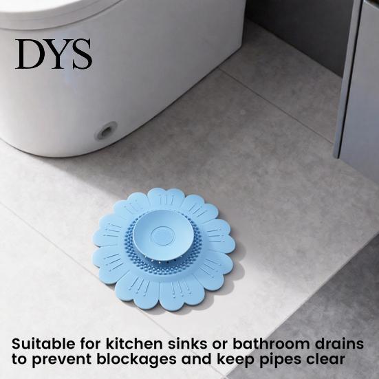 Bathroom Sink Strainer Sunflower Silicone Floor Drain Mat, Bionic Petal Design Anti-Clog Hair Filter, Odor-Proof Drainage Protector for Kitchen