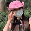Fashion Solid Color Western Cowboy Hat Pink Love Sun Protection Wide Brim Sun Hat Bucket Cap Adjustable Y2k Fisherman Hat Hiking