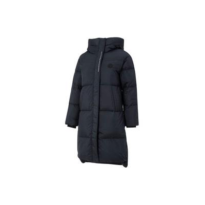 Solid Color Casual Hooded Long Sleeve Mid-Length Down Jacket Women Outerwear Black P423W030-0018