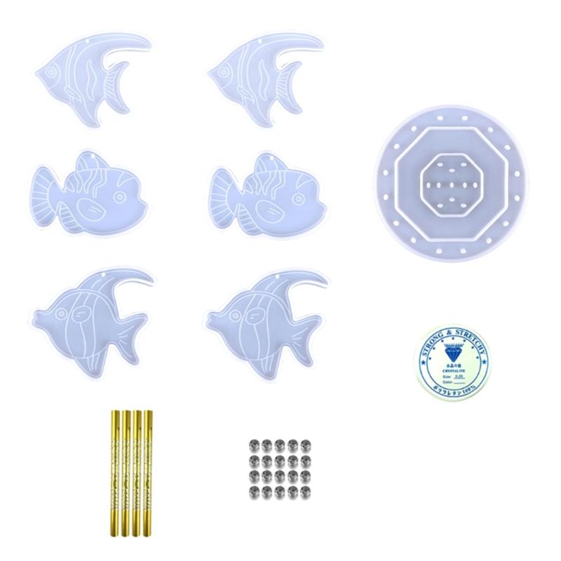 Fish Silicone Resin Mold DIY Set for Wind Chime Resin Casting Resin Wind Chimes Mold Home Décor Resin Crafts Supplies 1 чистый