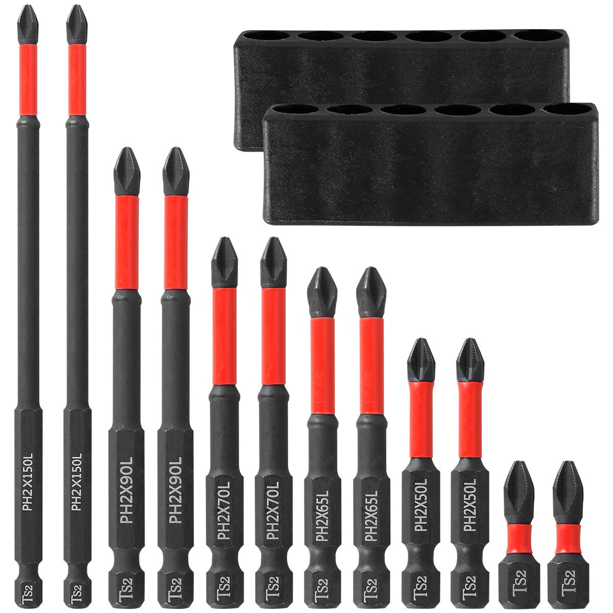 

12 Pcs Magnetic Screwdriver Bits Non-slip Shockproof Phillips Impact Bits Hex Shank Alloy Steel Bits Suitable for Power Tools