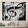 2pcs, Polyester Material, HD Digital Printing Black and White Musical Note Pattern, Light Filtering Curtain, Suitable for Bedroo