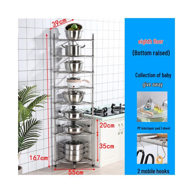 Deer Brown 8-Tier Triangular Floor Storage Rack