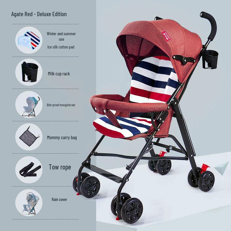 Lightweight Folding Umbrella Stroller with Reclining Seat for Babies and Toddlers