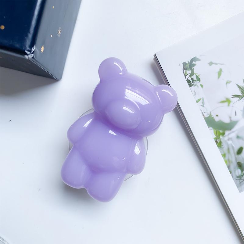 Epoxy Three-Dimensional Color Bear Mobile Phone Airbag Bracket Cute Transparent Paste Retractable Wind Ring Buckle