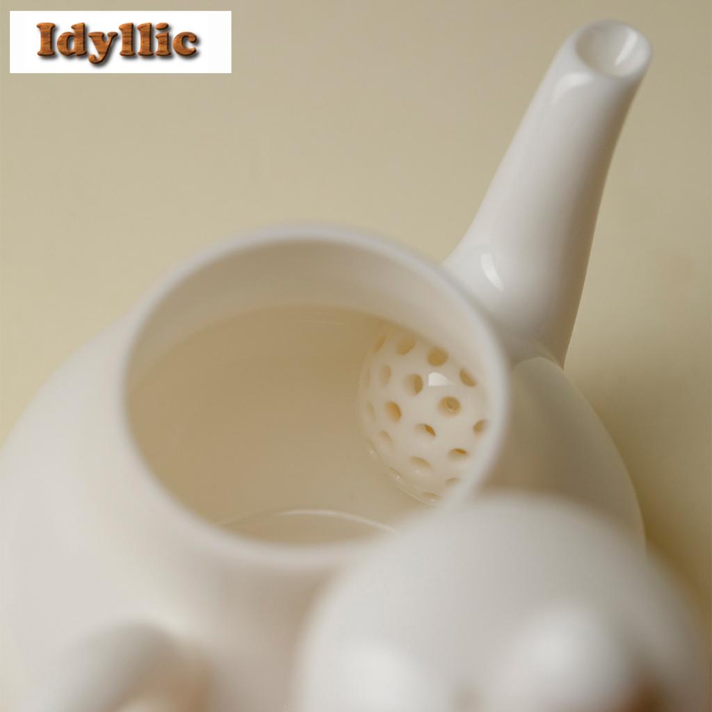 135ml Süße Weiße Glasur Porzellan Zuiyin Teekanne Japanische Teezubereitungskanne Tee Einweichkessel mit Kugel Loch Chinesisches Teeservice Handwerk
