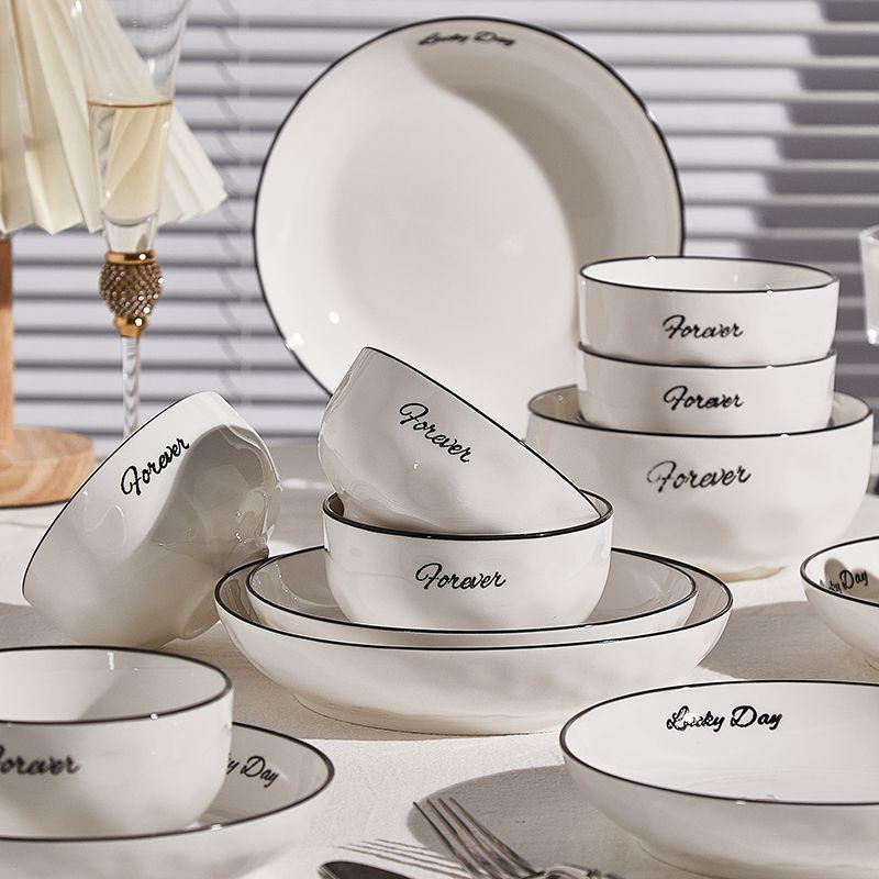 Ceramic Bowl & Plate Set with Chopsticks - Simple Tableware for Home & Housewarming 2026