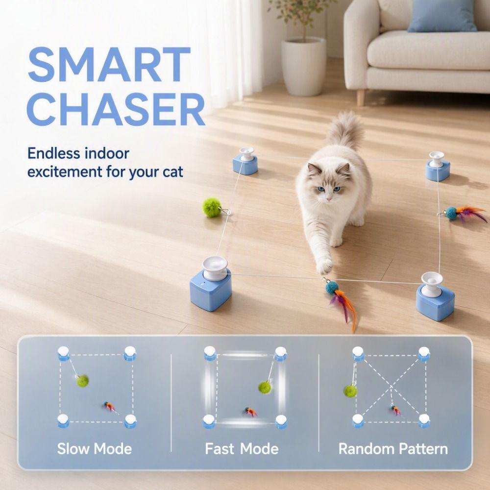 Automatic Cat String Chasing Toy Wireless Interactive Cat Toy Funny Cat Race Toy Cat Entertainment