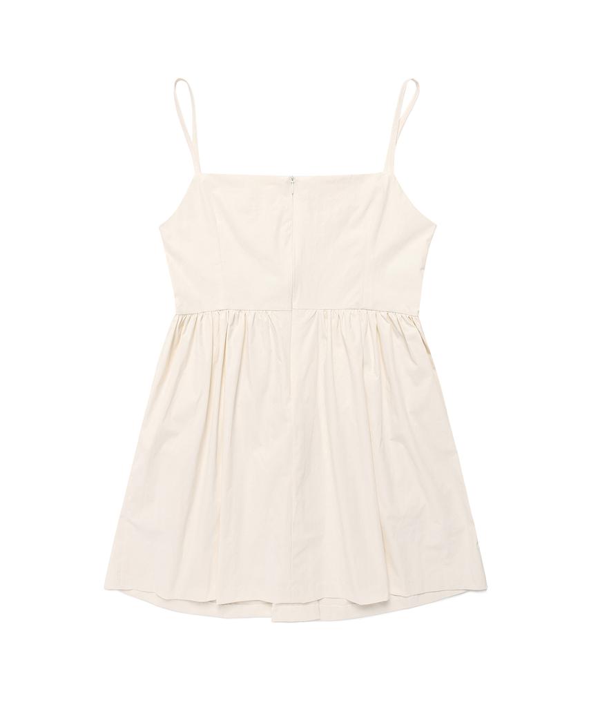 PLUNASTUDIO Washer Shirring Mini Dress_Cream