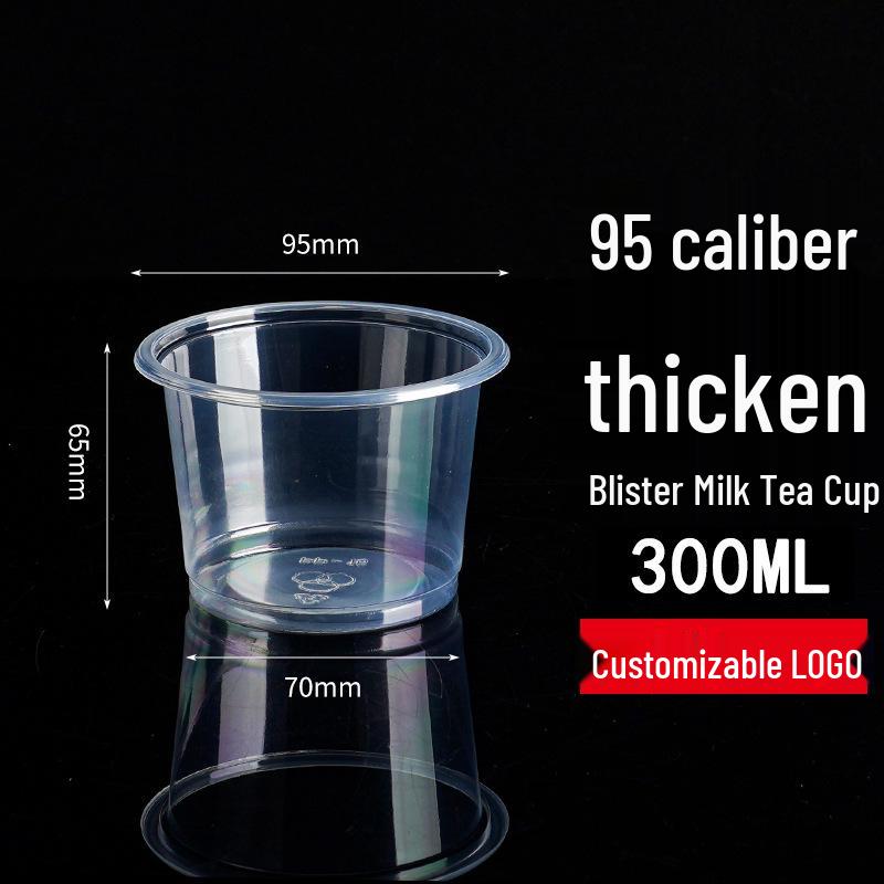 Jin Xin Huan 95 Kaliber Transparenter PP-Becher für Milchtee & Joghurt mit Deckel, Verdickt für Kaffee.