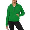 Women Fashion Long Sleeve Hooded Sweatshirt Casual Loose Fit Zipper Pocket Solid Color