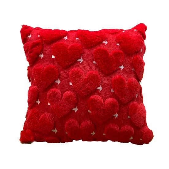 

Yousheng Red Heart Cushion Cover Plush Love Heart Throw Pillow Cover Romantic Fuzzy 3D Heart Pillow Case for Living Room Bedroom Valentine s Day Red & White
