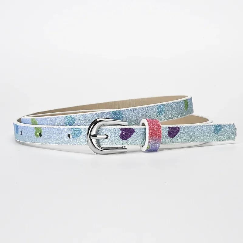 

Красивые блестящие ремни с рисунком рыбьей чешуи для детей, 90 см, мерцающие ремни из ПУ, ремни для девочек-студенток 90cm