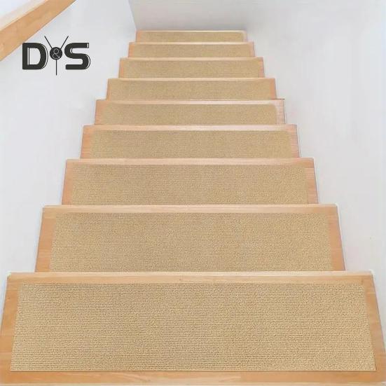 Stair Mat Self Adhesive Non-slip Washable Wear-resistant Contrast Color Wood Stair Protection Reduce Noise Stain Resistant Step Rug Safety Mute Floor