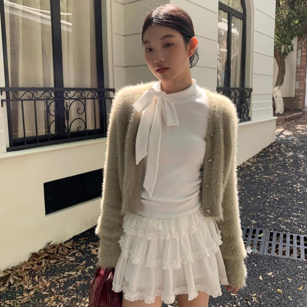 2KWEIRD Fairycore T-shirt Woman Long Sleeve Lace Up Bow Tees Female Clothing 2000s Clothes Y2k Solid Autumn Tops Casual T Shirt