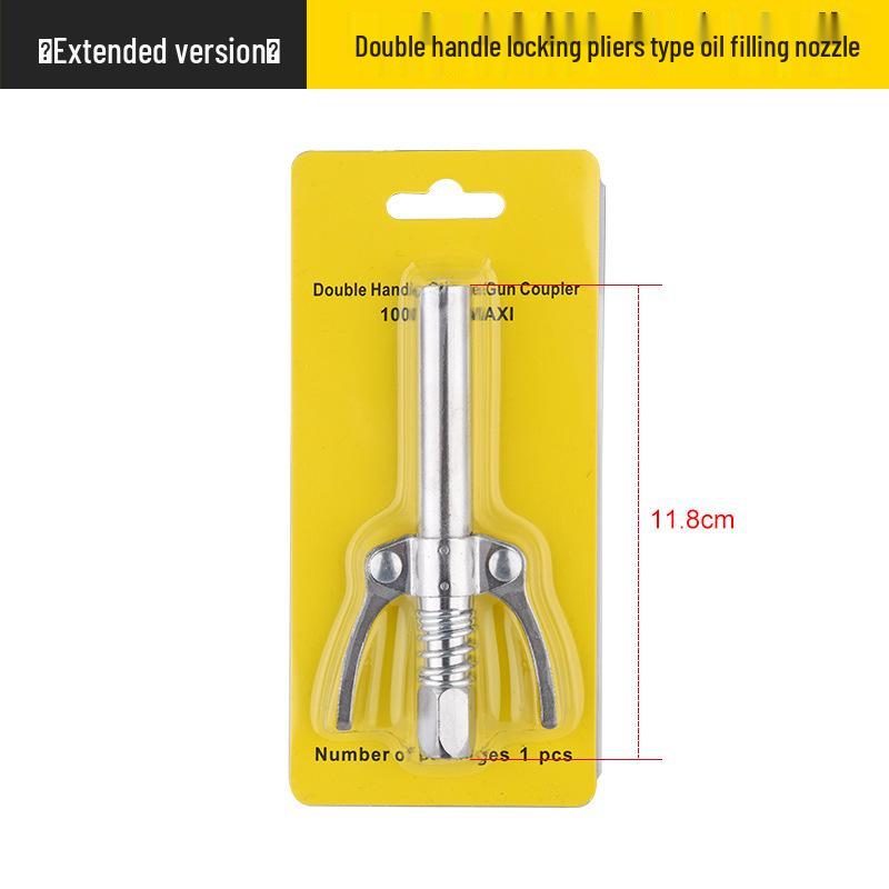 High-Pressure Grease Gun Nozzle with Locking Pliers and Self-Locking Flat Head