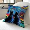 Cat And Vincent Van Gogh Pillow Anime Pillow Sofa Bed Head Pillow Cover Cushion Cover