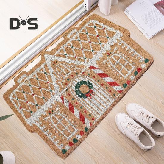 Weihnachtsfußmatte Cartoon Hausform Verdickt Große Wasseraufnahme Kapazität Badezimmerteppich Feiertagsdekoration Eingangsteppich Innen Außen Fußmatte