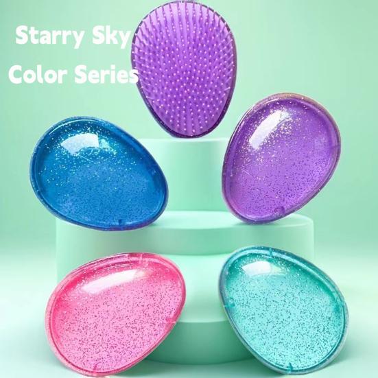 Glitzer Ovale Haarbürste Weiche Borsten Kopfhautmassage Tragbar Reise Antistatisch Mini Eiform Kamm Kinder Erwachsene Haarstyling Entwirrbürste