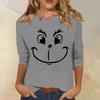 3/4 Sleeve Tops For Women T-Shirt Casual Christmas Print Tops T Shirt Round Neck Pullover Blouse
