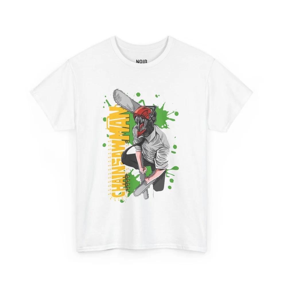 S5XL Chainsaw Unisex Green Splash Cotton Tshirt for Unisex Anime Style Fashion Comfortable Casual Short Sleeved Tshirt Unisex S