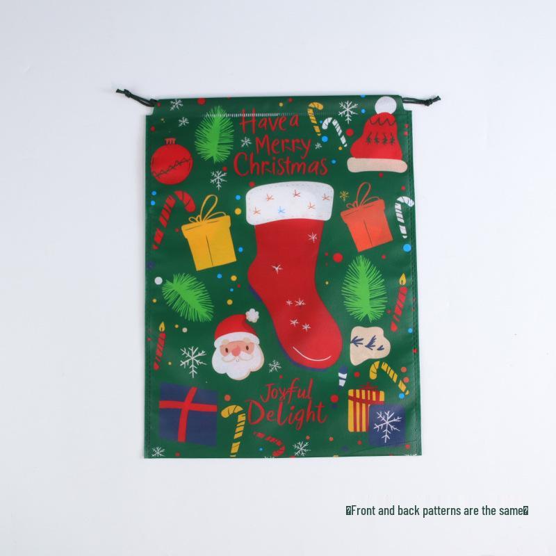 Christmas Eve Candy Gift Bag: Colorful Non-Woven Film-Coated Double Drawstring Bag