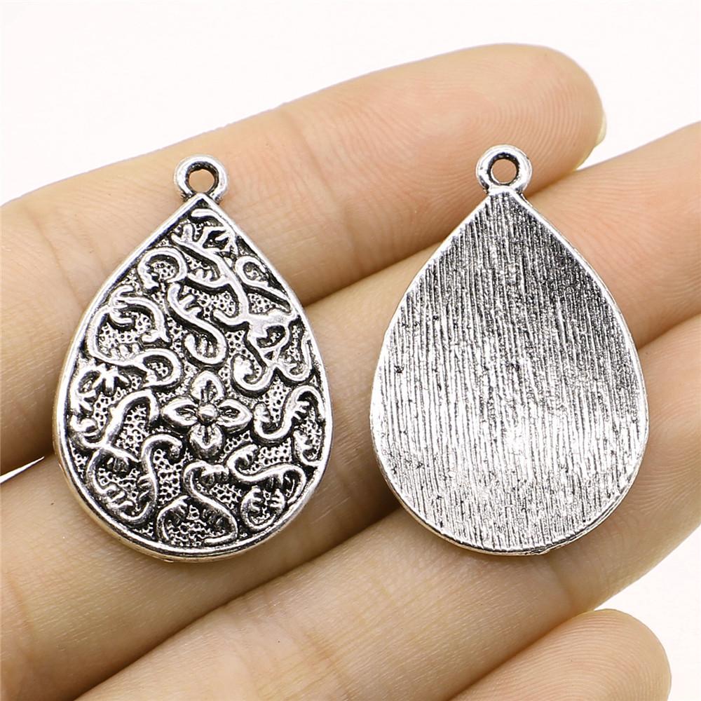 10pcs Charms Waterdrop For Earring Making DIY Jewelry Findings For Jewelry Making Accessories Antique Silver Color