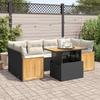 Vidaxl 7-Cz. Meubelset Met Kussens, Zwart, Polyrotan En Acacia