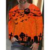 Pánské tričko s dlouhým rukávem s 3D potiskem dýně na Halloween, podzimní a zimní, pánská streetwearová móda, kulatý výstřih, dlouhý rukáv