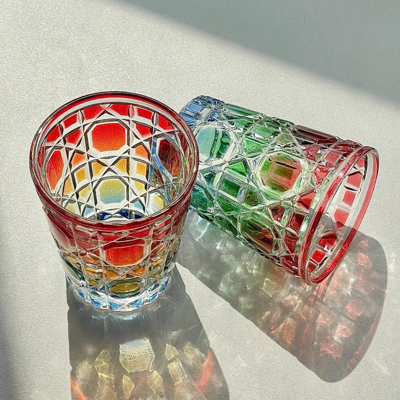Handcarved Glass Crystal Cup Style Creative Engraved Chessboard Whiskey Glass Wine Glass 310ml Crystal
