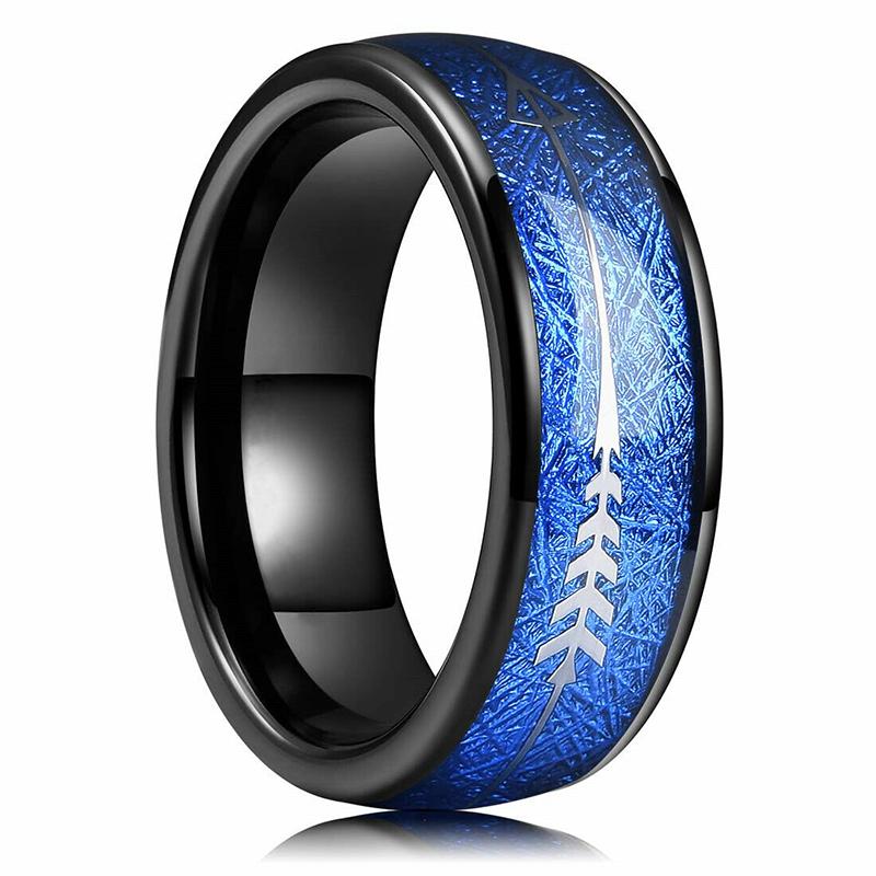 Fashion 8mm Men Titanium Wedding Rings Green Shell Inlay Stainless Steel Rings For Men Wedding Band Anniversary Birthday Gifts