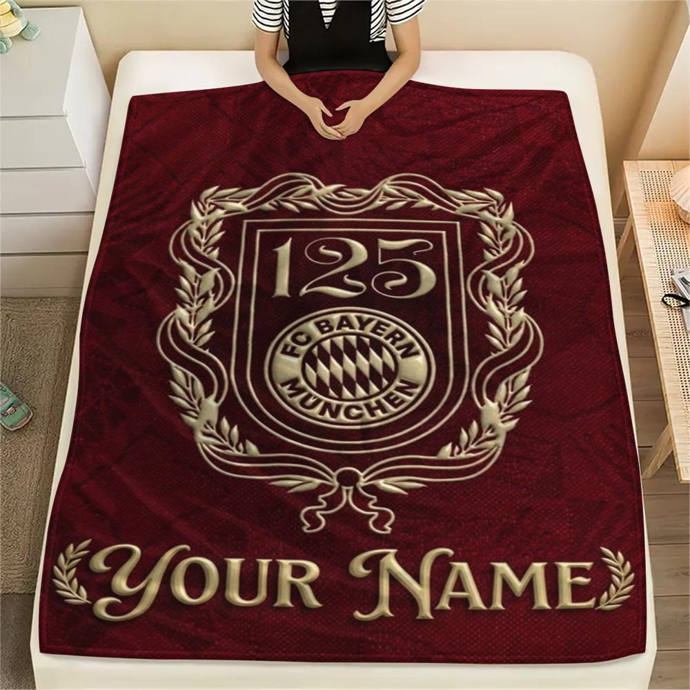 1pz Coperta in Flanella Personalizzata con Nome e Motivo FC Bayern Monaco Adatta a Tutte le Stagioni per Arredamento Casa Calore e Comfort Regali Regalo Festivo_xia