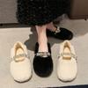 Internet celebrity flat Mary Jane Mao Mao single shoes women's shoes 2025 new autumn and winter wear warm velvet cotton shoes