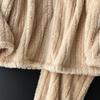Women's G5Z Striped Plush Zipper Pajama Set - Cozy Velvet for Autumn/Winter