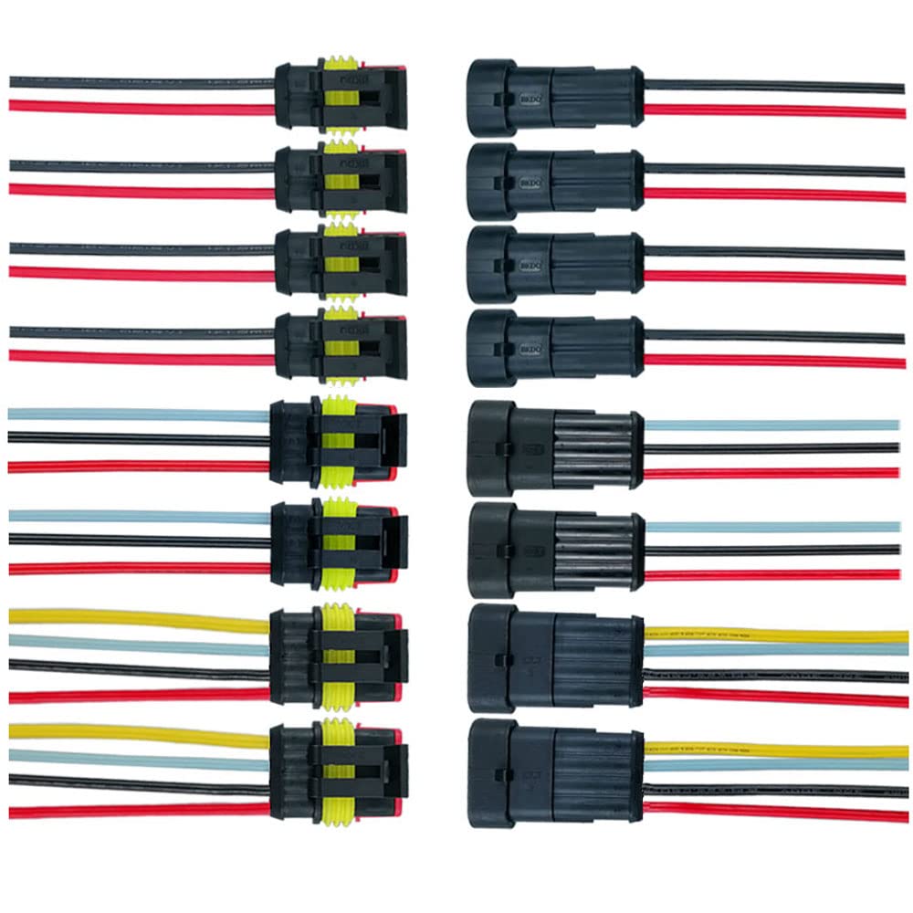 

FULARR 8 Kits Car Waterproof Wire Connector Terminal Plug Socket Kit with Wire, Waterproof