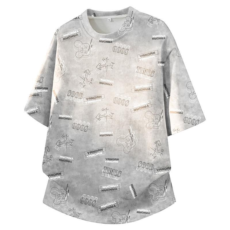 T-shirt a maniche corte, Girocollo, Maglia a maniche a metà, Top da uomo taglie forti