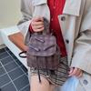 Contrasting color plaid backpack women's autumn new fashionable and cute shoulder student bag texture